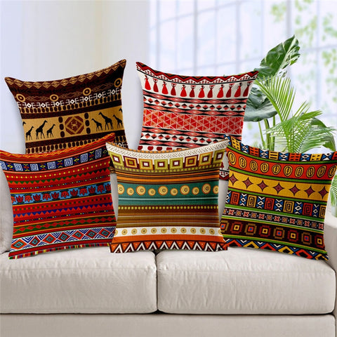 45cm x 45cm African National Stripe  Pillow Covers Linen Ethnic Cushion Covers