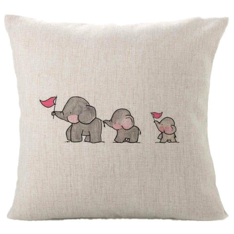 45cm x 45cm Three Baby Elephants Print  Pillow Case