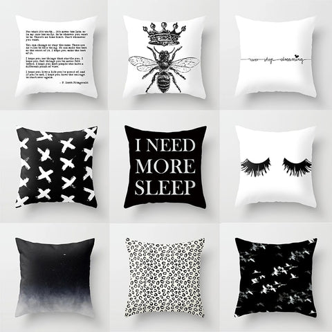 45cm x 45cm Nordic Black White Pillow Cases